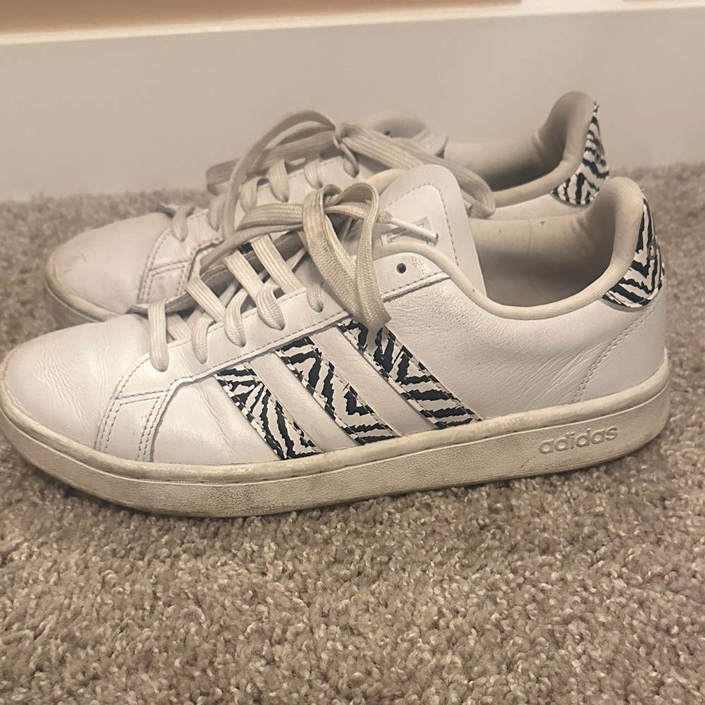 Adidas White and Zebra Print Sneakers